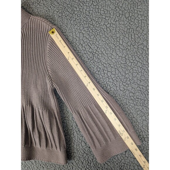 Ruff Hewn Cardigan Sweater XL Brown Womens Bell Sleeve Large Button 100% Cotton - Picture 10 of 11
